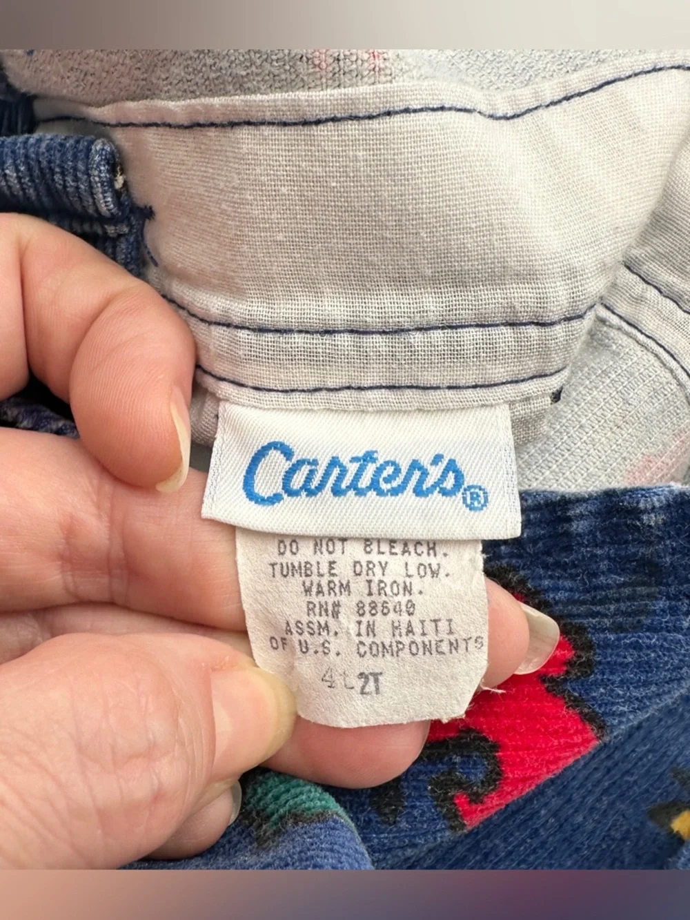 Carter's Vintage Y2K Colorful Corduroy Overalls All Over Print Forest Themed 2T